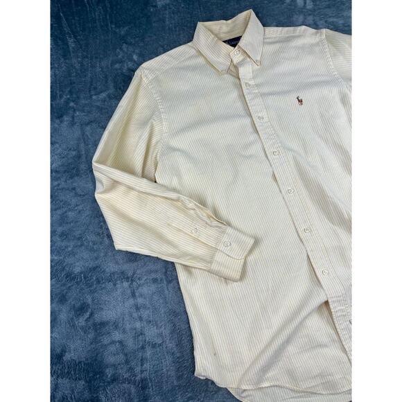 Ralph Lauren long sleeve dress shirt size medium yellow striped good condition - Picture 9 of 10